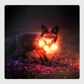 Магнитный плакат 3Х3 с принтом Лисица с фонариками в Курске, Полимерный материал с магнитным слоем | 9 деталей размером 9*9 см | fox | foxy | животное | звери | лиса | лисенок | лисичка | милая | рыжая | фокс