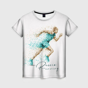 Женская футболка 3D с принтом Russia Running в Курске, 100% полиэфир ( синтетическое хлопкоподобное полотно) | прямой крой, круглый вырез горловины, длина до линии бедер | running | russia | russia running | бег | россия