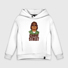 Детское худи Oversize хлопок с принтом GROVE STREET в Курске, френч-терри — 70% хлопок, 30% полиэстер. Мягкий теплый начес внутри —100% хлопок | боковые карманы, эластичные манжеты и нижняя кромка, капюшон на магнитной кнопке | 4 | 5 | five | games | grand theft auto | gta | gta v | los santos | online | rockstar | san andreas | великое авто воровство | гта | гташка | игры | логотип | лос сантос | майкл | мафия | ограбление | онлайн | пеф | рокстар | самп | сан андреас 