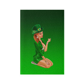 Обложка для паспорта матовая кожа с принтом девушка лепрекон в зеленом в Курске, натуральная матовая кожа | размер 19,3 х 13,7 см; прозрачные пластиковые крепления | Тематика изображения на принте: 17 марта | девушка | день святого патрика | зеленый | зеленый костюм | ирландия | клевер | кружка | лепрекон | модель | монеты | рисунок | традиции | эль