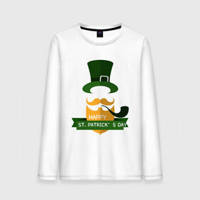 Мужской лонгслив хлопок с принтом настоящий ирландец в Курске, 100% хлопок |  | 17 марта | день святого патрика | зеленый | ирландия | клевер | надпись | пожелние | традиции | трубка | цилиндр | шляпа
