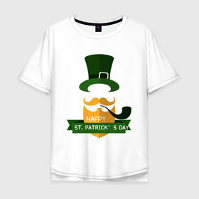 Мужская футболка хлопок Oversize с принтом настоящий ирландец в Курске, 100% хлопок | свободный крой, круглый ворот, “спинка” длиннее передней части | 17 марта | день святого патрика | зеленый | ирландия | клевер | надпись | пожелние | традиции | трубка | цилиндр | шляпа