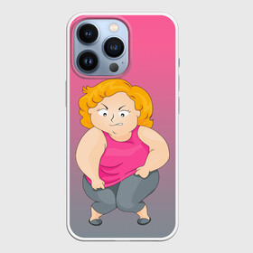 Чехол для iPhone 13 Pro с принтом широкая кость   мотивация в Курске,  |  | блондинка | бодипозитив | девушка | диета | досада | женщина | злость | кость широкая | мотивация | пышка | пышная | спорт | тренировка | треня | фитнес | формы | шутка