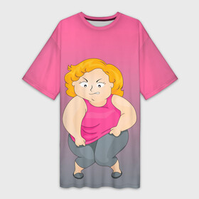Платье-футболка 3D с принтом широкая кость   мотивация в Курске,  |  | блондинка | бодипозитив | девушка | диета | досада | женщина | злость | кость широкая | мотивация | пышка | пышная | спорт | тренировка | треня | фитнес | формы | шутка