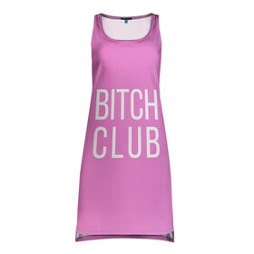 Платье-майка 3D с принтом Bitch club в Курске, 100% полиэстер | полуприлегающий силуэт, широкие бретели, круглый вырез горловины, удлиненный подол сзади. | club | pink | клубб бичб пляжб серфинг | розовый