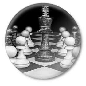 Значок с принтом Шахматы в Курске,  металл | круглая форма, металлическая застежка в виде булавки | доска | игра | игровая | игры | короли | король | логика | настольная | настольные | пешка | пешки | спорт | туча | шахматный | шахматы