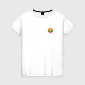Женская футболка хлопок с принтом Бургер в Курске, 100% хлопок | прямой крой, круглый вырез горловины, длина до линии бедер, слегка спущенное плечо | hamburger | бургер | бутерброд | гамбургер | еда | фастфуд