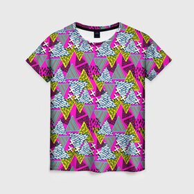 Женская футболка 3D с принтом Дикая абстракция в Курске, 100% полиэфир ( синтетическое хлопкоподобное полотно) | прямой крой, круглый вырез горловины, длина до линии бедер | абстракция | арт | геометрия | краски | панк | рисунок | текстура | хипстер