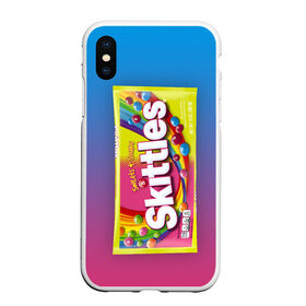 Чехол для iPhone XS Max матовый с принтом Skittles | Желтый в Курске, Силикон | Область печати: задняя сторона чехла, без боковых панелей | skittles | sweet sours | yellow | градиент | желтый | красный | радуга | розовый | синий | скитлс | фиолетовый