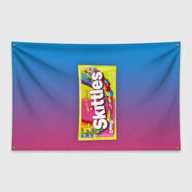 Флаг-баннер с принтом Skittles | Желтый в Курске, 100% полиэстер | размер 67 х 109 см, плотность ткани — 95 г/м2; по краям флага есть четыре люверса для крепления | skittles | sweet sours | yellow | градиент | желтый | красный | радуга | розовый | синий | скитлс | фиолетовый