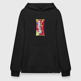 Худи SuperOversize хлопок с принтом Skittles | Красный в Курске, 70% хлопок, 30% полиэстер, мягкий начес внутри | карман-кенгуру, эластичная резинка на манжетах и по нижней кромке, двухслойный капюшон
 | limited edition | long lost time | red | skittles | красный | скитлс