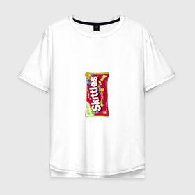 Мужская футболка хлопок Oversize с принтом Skittles | Красный в Курске, 100% хлопок | свободный крой, круглый ворот, “спинка” длиннее передней части | Тематика изображения на принте: limited edition | long lost time | red | skittles | красный | скитлс