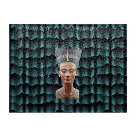 Обложка для студенческого билета с принтом Нефертити в Курске, натуральная кожа | Размер: 11*8 см; Печать на всей внешней стороне | Тематика изображения на принте: африка | божества | волны | геометрия | египет | маска | нефертити | фараон | царица