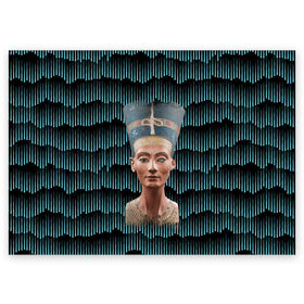 Поздравительная открытка с принтом Нефертити в Курске, 100% бумага | плотность бумаги 280 г/м2, матовая, на обратной стороне линовка и место для марки
 | африка | божества | волны | геометрия | египет | маска | нефертити | фараон | царица
