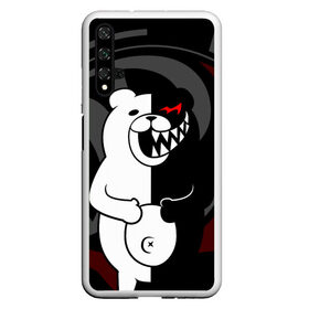 Чехол для Honor 20 с принтом MONOKUMA | МОНОКУМА | DANGANRO в Курске, Силикон | Область печати: задняя сторона чехла, без боковых панелей | anime | bear | black  white | danganronpa | kurokuma | monodam | monokuma | monomi | monotaro | rabbit | school | shirokuma | аниме | главарь | мoноми | монокума | черно белый | школа