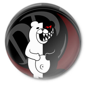 Значок с принтом MONOKUMA | МОНОКУМА | DANGANRO в Курске,  металл | круглая форма, металлическая застежка в виде булавки | anime | bear | black  white | danganronpa | kurokuma | monodam | monokuma | monomi | monotaro | rabbit | school | shirokuma | аниме | главарь | мoноми | монокума | черно белый | школа