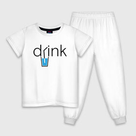 Детская пижама хлопок с принтом DRINK | ПИТЬ в Курске, 100% хлопок |  брюки и футболка прямого кроя, без карманов, на брюках мягкая резинка на поясе и по низу штанин
 | creative | drink | minimalism | water | вода | креатив | креативная | минимализм | надпись | пить | текст