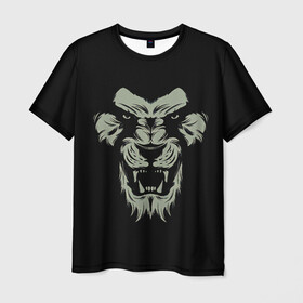 Мужская футболка 3D с принтом Сердитый лев в Курске, 100% полиэфир | прямой крой, круглый вырез горловины, длина до линии бедер | angry | lion | predator | лев | сердитый | хищник