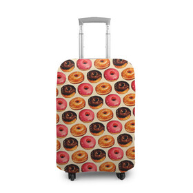 Чехол для чемодана 3D с принтом Пончики в Курске, 86% полиэфир, 14% спандекс | двустороннее нанесение принта, прорези для ручек и колес | еда | колечки | кольцо | конфеты | круг | пища | пончик | пончики | разноцветные пончики | сладкие пончики | сладкое
