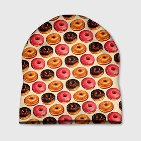 Шапка 3D с принтом Пончики в Курске, 100% полиэстер | универсальный размер, печать по всей поверхности изделия | еда | колечки | кольцо | конфеты | круг | пища | пончик | пончики | разноцветные пончики | сладкие пончики | сладкое