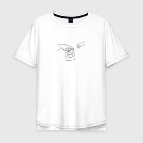 Мужская футболка хлопок Oversize с принтом Вискас в Курске, 100% хлопок | свободный крой, круглый ворот, “спинка” длиннее передней части | вискас | животные | искусство | кот | котик | прикол | сотворение адама | юмор