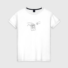 Женская футболка хлопок с принтом Вискас в Курске, 100% хлопок | прямой крой, круглый вырез горловины, длина до линии бедер, слегка спущенное плечо | вискас | животные | искусство | кот | котик | прикол | сотворение адама | юмор