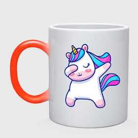 Кружка хамелеон с принтом Cute unicorn в Курске, керамика | меняет цвет при нагревании, емкость 330 мл | Тематика изображения на принте: даб | детский единорог | единорог | единорог арт | единорог вектор | единорог даб | радужный единорог | розовый единорог