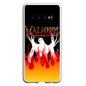 Чехол для Samsung Galaxy S10 с принтом VALHEIM в Курске, Силикон | Область печати: задняя сторона чехла, без боковых панелей | coffee stain | valheim | vikings | вальхайм | вальхеим | вальхейм. | викинги | выживание | гарпун бездны | мечи