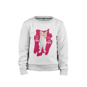 Детский свитшот хлопок с принтом The shusha cat в Курске, 100% хлопок | круглый вырез горловины, эластичные манжеты, пояс и воротник | cat | shusha | брызги | кошка | краска | розовый
