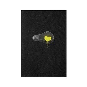Обложка для паспорта матовая кожа с принтом Сердце в лампе в Курске, натуральная матовая кожа | размер 19,3 х 13,7 см; прозрачные пластиковые крепления | dark | звезды | космос | лампочка | сердце