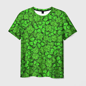 Мужская футболка 3D с принтом Зелёный клевер в Курске, 100% полиэфир | прямой крой, круглый вырез горловины, длина до линии бедер | patrick | день святого патрика | зелень | ирландия | патрик | паттерн | трилистник | четырёхлистник