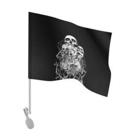 Флаг для автомобиля с принтом ЧЕРЕПА в Курске, 100% полиэстер | Размер: 30*21 см | black | death | horror | metal | skull | white | арт | белый | зомби | кости | паутина | скелет | череп | черный