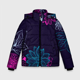 Зимняя куртка для мальчиков 3D с принтом Красочные Цветы в Курске, ткань верха — 100% полиэстер; подклад — 100% полиэстер, утеплитель — 100% полиэстер | длина ниже бедра, удлиненная спинка, воротник стойка и отстегивающийся капюшон. Есть боковые карманы с листочкой на кнопках, утяжки по низу изделия и внутренний карман на молнии. 

Предусмотрены светоотражающий принт на спинке, радужный светоотражающий элемент на пуллере молнии и на резинке для утяжки | красочные цветы | листья | минимализм | природа | растение | цветы