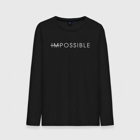 Мужской лонгслив хлопок с принтом NO IMPOSSIBLE в Курске, 100% хлопок |  | creative | impossible | minimalism | no | креатив | креативная | минимализм | надпись | невозможного | нет | ничего | текст