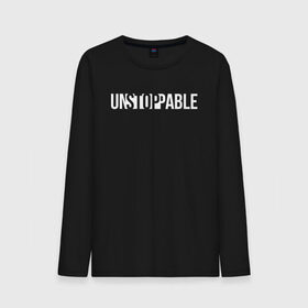 Мужской лонгслив хлопок с принтом UNSTOPPABLE | НЕУДЕРЖИМЫЙ в Курске, 100% хлопок |  | creative | minimalism | stop | unstoppable | креатив | креативная | минимализм | надпись | неудержимый | стоп | текст