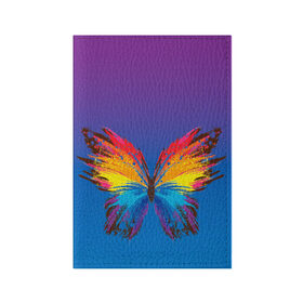Обложка для паспорта матовая кожа с принтом красочная бабочка в Курске, натуральная матовая кожа | размер 19,3 х 13,7 см; прозрачные пластиковые крепления | Тематика изображения на принте: абстрактное искусство | бабочка | беспозвоночные | брызги | градиент | краска | красочная | крылья | лето | мотыльки и бабочки | насекомое | радуга | ярко