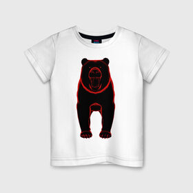 Детская футболка хлопок с принтом Медведь в Курске, 100% хлопок | круглый вырез горловины, полуприлегающий силуэт, длина до линии бедер | агрессия | гнев | зверь | медведь | хищник | черный