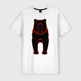 Мужская футболка хлопок Slim с принтом Медведь в Курске, 92% хлопок, 8% лайкра | приталенный силуэт, круглый вырез ворота, длина до линии бедра, короткий рукав | агрессия | гнев | зверь | медведь | хищник | черный