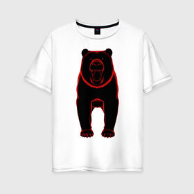 Женская футболка хлопок Oversize с принтом Медведь в Курске, 100% хлопок | свободный крой, круглый ворот, спущенный рукав, длина до линии бедер
 | агрессия | гнев | зверь | медведь | хищник | черный
