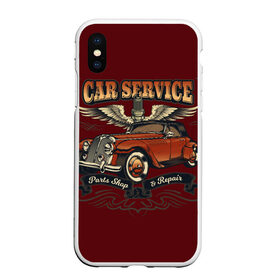 Чехол для iPhone XS Max матовый с принтом CAR SERVICE в Курске, Силикон | Область печати: задняя сторона чехла, без боковых панелей | auto repair | car | car service | eagle | restyling | retro | автомобиль | автосервис | машина | орел | рестайлинг | ретро