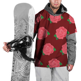 Накидка на куртку 3D с принтом Розы на красном в Курске, 100% полиэстер |  | black | botany | flowers | pattern | plant | red | rose | white | белый | ботаника | красный | растение | роза | узор | цветы | черный