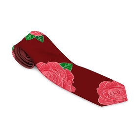 Галстук 3D с принтом Розы на красном в Курске, 100% полиэстер | Длина 148 см; Плотность 150-180 г/м2 | black | botany | flowers | pattern | plant | red | rose | white | белый | ботаника | красный | растение | роза | узор | цветы | черный