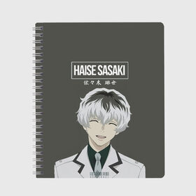 Тетрадь с принтом HAISE SASAKE Tokyo Ghoul в Курске, 100% бумага | 48 листов, плотность листов — 60 г/м2, плотность картонной обложки — 250 г/м2. Листы скреплены сбоку удобной пружинной спиралью. Уголки страниц и обложки скругленные. Цвет линий — светло-серый
 | anime | kaneki ken | tokyo ghoul | tokyo ghoul: re | аниме | анимэ | гули | джузо сузуя | канеки кен | кузен йошимура | наки | нишики нишио | ре | ренджи йомо | ризе камиширо | токийский гуль | тоука киришима | ута