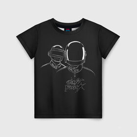 Детская футболка 3D с принтом Daft Punk в Курске, 100% гипоаллергенный полиэфир | прямой крой, круглый вырез горловины, длина до линии бедер, чуть спущенное плечо, ткань немного тянется | ги мануэль де омем кристо | ню диско | синти поп | техно | тома бангальтер | фанк | французский хаус | электроник рок