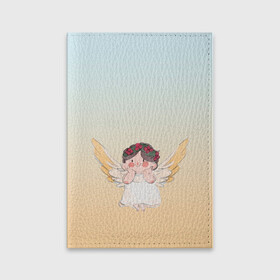 Обложка для паспорта матовая кожа с принтом акварельный ангелок в Курске, натуральная матовая кожа | размер 19,3 х 13,7 см; прозрачные пластиковые крепления | Тематика изображения на принте: акварель | ангел | ангелок | ангелочек | крылья | купидон | милашка | персонаж | рисунок | чиби