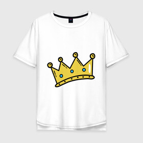 Мужская футболка хлопок Oversize с принтом корона рисунок в Курске, 100% хлопок | свободный крой, круглый ворот, “спинка” длиннее передней части | босс | власть | королева | король | корона | рисунок | самолюбие | царевич | царевна | царь