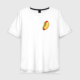 Мужская футболка хлопок Oversize с принтом Hot dog в Курске, 100% хлопок | свободный крой, круглый ворот, “спинка” длиннее передней части | hot dog | еда | лето 2021 | стиль | тренд | хот дог