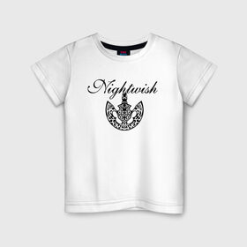 Детская футболка хлопок с принтом Nightwish Logo / Найтвиш (Z) в Курске, 100% хлопок | круглый вырез горловины, полуприлегающий силуэт, длина до линии бедер | music | night wish | nightwish | nuclear blast | rock | spinefarm | лого | музыка | найт виш | найтвиш | рок | симфоник метал | тарья турунен | флор янсен