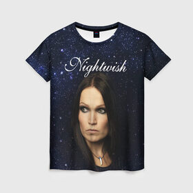 Женская футболка 3D с принтом Nightwish | Tarja Turunen (Z) в Курске, 100% полиэфир ( синтетическое хлопкоподобное полотно) | прямой крой, круглый вырез горловины, длина до линии бедер | music | nightwish | nuclear blast | rock | spinefarm | tarja turunen | лого | музыка | найтвиш | рок | симфоник метал | тарья турунен | флор янсен