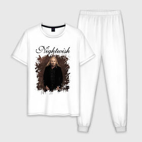 Мужская пижама хлопок с принтом Nightwish / Найтвиш Эмппу (Z) в Курске, 100% хлопок | брюки и футболка прямого кроя, без карманов, на брюках мягкая резинка на поясе и по низу штанин
 | music | nightwish | nuclear blast | rock | spinefarm | вуоринен | лого | музыка | найтвиш | рок | симфоник метал | тарья турунен | флор янсен | эмппу | эрно эмппу вуоринен